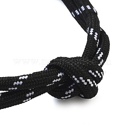 ナイロン糸のバングル  合金と  若者向けの装飾  ブラック  7-5/8インチ（19.5cm）  内径：2-3/8 ~3-1/8インチ（6~8cm）&nbsp;AJEW-T013-01A