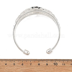 楕円形の天然パウア貝と真鍮製の中空花柄カフバングル（女性用）  銀  内径：1.97x2.15インチ（5x5.45cm）&nbsp;BJEW-JB14503-02