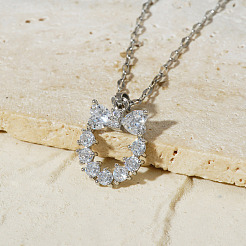 Brass Full Crystal Rhinestone Cute Hollow Cat Necklaces for Women&nbsp;QM8881
