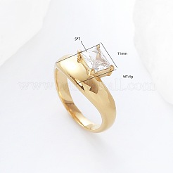 304 Stainless Steel Glass Finger Rings&nbsp;MD8256-3