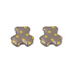 印刷されたアクリルカボション  ハートで耐える  キャメル  25.5x24x5mm&nbsp;KY-N015-203-B01