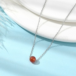 Natural Carnelian Round Bead Pendant Necklaces&nbsp;NJEW-JN04551-05