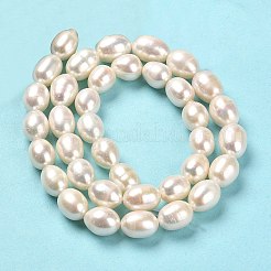天然養殖淡水パールビーズ連売り  ライス  グレードaaaaaa  貝殻色  9.5~10x8~9mm  穴：0.6mm  約37~38個/連  14.76~15.16''（37.5~38.5センチメートル）&nbsp;PEAR-E016-193