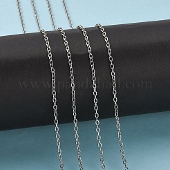 変色しにくい304ステンレススチールアズキチェーン  ハンダ付け  スプールで  ステンレス鋼色  3x2x0.5mm  約32.8フィート（10m）/ロール&nbsp;CHS-A003I-0.5mm