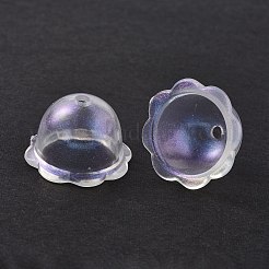透明なアクリルビーズキャップ  グリッターパウダー  マルチ花弁  半円  透明  24x15mm  穴：2.8mm&nbsp;X-OACR-P007-46
