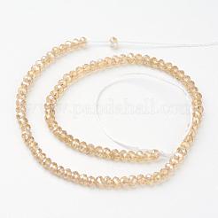 電気メッキガラスビーズセット  ABカラーメッキ  多面カット  ロンデル  小麦  6x4mm  穴：1mm  約80~85個/連  38~40cm&nbsp;EGLA-D020-6x4mm-49