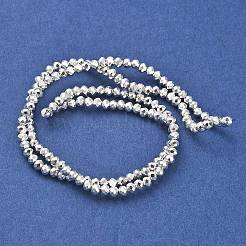 電気メッキガラスビーズセット  多面カット  ロンデル  銀  3x2.5mm  穴：0.8mm  約136~144個/連  35~36cm&nbsp;X-EGLA-D030-15A-06