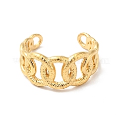 Ion Plating(IP) 304 Stainless Steel Curb Chains Shape Open Cuff Ring&nbsp;RJEW-I085-19G