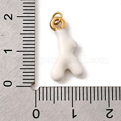 304ステンレススチールエナメルペンダント  珊瑚の枝チャーム  丸カン付き  イオンプレーティング（ip）  18KGP本金メッキ  ホワイト  18x9x3.5mm  穴：2.5mm&nbsp;STAS-B093-04G-01
