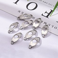 変色しにくいカーブ楕円形ハート201ステンレススチールリンクコネクター  ステンレス鋼色  20x8x1mm  穴：2.5mm&nbsp;STAS-R071-26