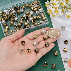 亜鉛合金ヨーロピアンビーズ90個  大穴ビーズ  螺旋模様の樽  ミックスカラー  9x8.5mm  穴：5.5mm  30個/カラー&nbsp;FIND-SP0005-97A