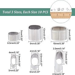 30色201ステンレススチールスライドチャーム3個  オーバル  ステンレス鋼色  5~10x8.5~12x4.5~6mm  穴：3.5~4x7.5~9.5mm  10個/カラー&nbsp;STAS-UN0036-62