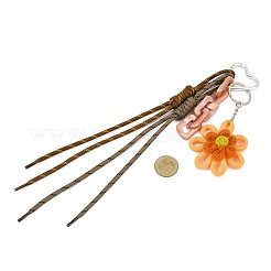 Flower Handmade Woven & Polyester Cord Pendant Decorations&nbsp;HJEW-JM04422-03