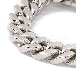 変色しない304ステンレススチールカーブチェーンブレスレット女性用  ステンレス鋼色  9-1/2インチ（24cm）&nbsp;BJEW-E107-10P