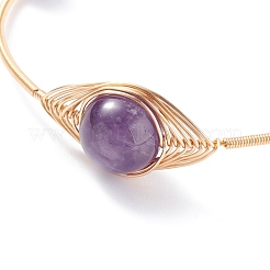 Natural Amethyst Round Beaded Bangle&nbsp;BJEW-JB07816-03