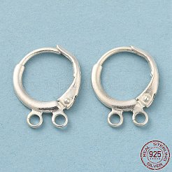 925スターリングシルバーフレンチフックピアスのパーツ  2ループ＆s925スタンプ付き  銀  14.5x11.5x2mm  穴：1.6mm  ピン：0.9mm&nbsp;STER-M110-01B-S