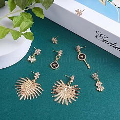 8Pcs Brass Micro Pave Zirconia Snowflake Stud Earrings Findings&nbsp;JX500A
