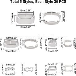 150個 5スタイル 304ステンレススチールクイックリンクコネクター  混合図形  ステンレス鋼色  15x9x5mm  内径：13x7mm  30pc&nbsp;STAS-UN0025-94