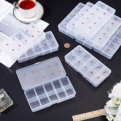 10個10グリッドプラスチックグリッドビーズコンテナ  長方形  ホワイトスモーク  18x9.15x3.3cm  内径：4.15x3.2のCM&nbsp;CON-GO0001-05
