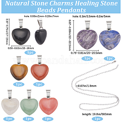 DIY Natural Mixed Gemstone Heart Pendant Necklaces Making Kit&nbsp;G-BBC0001-51