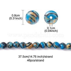 合成マラカイトビーズ連売り  染め  ラウンド  空色  8mm  穴：1mm  約46個/連  14.76''（37.5センチメートル）&nbsp;G-YW0001-55C