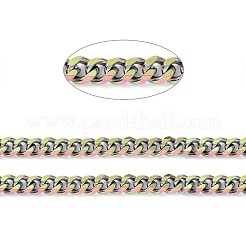 304ステンレススチールキューバチェーン  多面カット  溶接されていない  虹色  13.5~14x11.5~12x3mm&nbsp;CHS-P007-04M