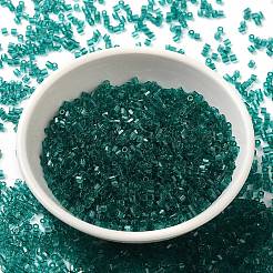 透明ガラスシードビーズ  六角形（ツーカット）  ティール  2x1.5mm  穴：0.9mm&nbsp;SEED-S042-21B-02