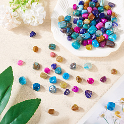 100 個 5 色の天然瑪瑙ビーズ  染め  ナゲット  タンブルストーン  ミックスカラー  8~12x8~12x8~12mm  穴：1.3mm  20個/カラー&nbsp;G-TA0002-51