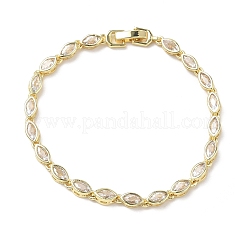 Horse Eye Brass Micro Pave Clear Cubic Zirconia Link Chain Bracelets for Women&nbsp;BJEW-C156-07B-G