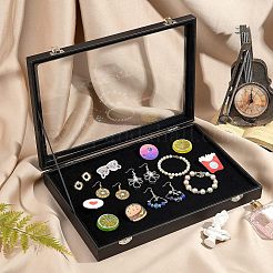 PU Presentation Clear Glass Lid Boxes&nbsp;CON-WH0086-023