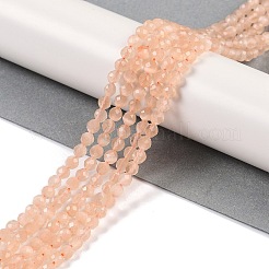 キャッツアイビーズ連売り  多面カット  ラウンド  ライトコーラル  4mm  穴：0.8mm  約84~88個/連  35~36cm&nbsp;CE-U001-01A