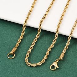 PVD Vacuum Plating 304 Stainless Steel Rope Chain Necklaces&nbsp;NJEW-M124-09G