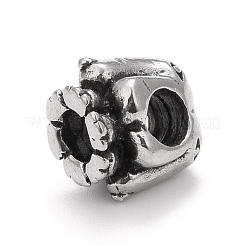 304ステンレススチールヨーロピアンビーズ  大穴ビーズ  象  アンティークシルバー  11.5x12x9mm  穴：4.5mm&nbsp;STAS-G256-06AS