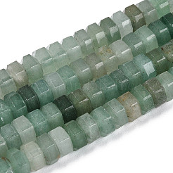 天然石グリーンアベンチュリンビーズ連売り  多面カット  六角  6.5~7x3~3.5mm  穴：0.8~1mm  約109~113個/連  14.76~15.16インチ（37.5~38.5cm）&nbsp;G-N357-14A-09