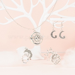 96Pcs Moon & Sun & Geometric Tibetan Style Alloy Pendants&nbsp;TIBEP-LS0001-09