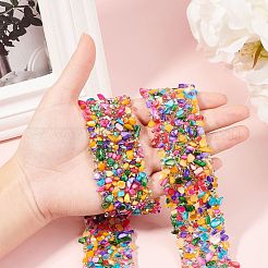 樹脂ホットフィックスラインストーンビーズトリム  チップのシェルビーズと  アップリケチェーンソーイングアクセサリーのアイロン  洋服バッグ靴結婚披露宴デコレーション用  カラフル  37x2~7mm&nbsp;DIY-WH0166-42