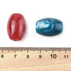 アクリルビーズ  天然石風のベッド  バレル  ツートン  ミックスカラー  21x15mm  穴：4mm  167個/ 500g&nbsp;OACR-Z029-01