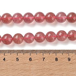 天然石ストロベリークォーツビーズ連売り  ラウンド  7.8~8.8mm  穴：0.8mm  約52~57個/連  15.08~15.55インチ（38.3~39.5cm）&nbsp;G-C268-B04-02