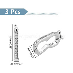 Anti-Tarnish 3Pcs Sterling Silver Cubic Zirconia Twister Clasps&nbsp;STER-PH0001-58