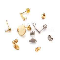 304ステンレススチールスタッドピアス金具  カン付き  混合図形  ミックスカラー  96個/箱&nbsp;STAS-TA0004-38