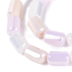 電気メッキオペークガラスビーズ連売り  コラム  多面カット  パールピンク  9~9.5x5~6mm  穴：1~1.2mm  約40~44個/連  14.57~15.94インチ（37~40.5cm）&nbsp;EGLA-N022-11A-B01