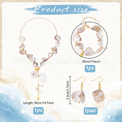 Natural Shell & Natural Cultured Freshwater Pearl Necklacrs & Dangle Earrings & Bracelets Set for Women&nbsp;SJEW-PH01393-01