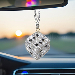 1Pc Dice Metal Rhinestone Car Pendant Decorations&nbsp;HJEW-CN0001-45A
