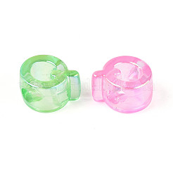 UVメッキ透明アクリルヨーロピアンビーズ  大きな穴の開いた虹色のビーズ  ミックスカラー  文字Q  21x18.5x13.5mm  穴：6mm&nbsp;OACR-M027-02Q