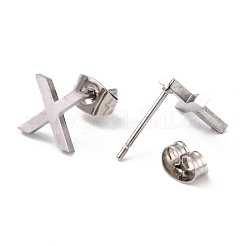 Tarnish Resistant 304 Stainless Steel Greek Alphabet Stud Earrings&nbsp;STAS-D007-07P-01