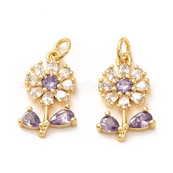 Brass Micro Pave Lilac Cubic Zirconia Pendants&nbsp;ZIRC-P086-21G