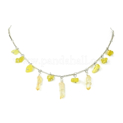 3Pcs 3 Styles Natural Rose Quartz & Natural Olive Jade & Natural Aquamarine Chip Bib Pendant Necklaces&nbsp;NJEW-TA00167