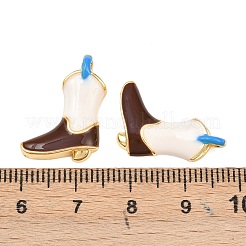 真鍮製エナメルペンダント  靴  18KGP本金メッキ  雪  20.5x14.5x4mm  穴：4x2mm&nbsp;KK-C248-05G-02