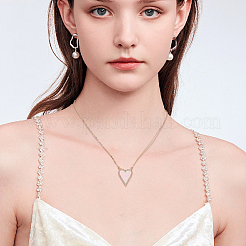 3Pcs 3 Colors Rhinestone Heart Pendant Necklace&nbsp;NJEW-AN0001-69