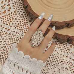 Oval Plastic Imitation Pearl & Rhinestones Finger Rings&nbsp;ZZ6722